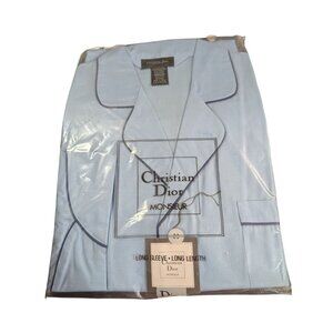 Christian Dior Monsieur Long Sleeve Long Length Pajamas Mens M Blue NEW VTG